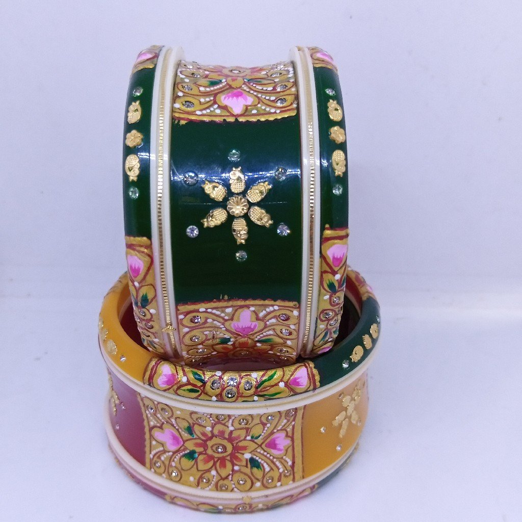 Tri colour plastic gold bangle